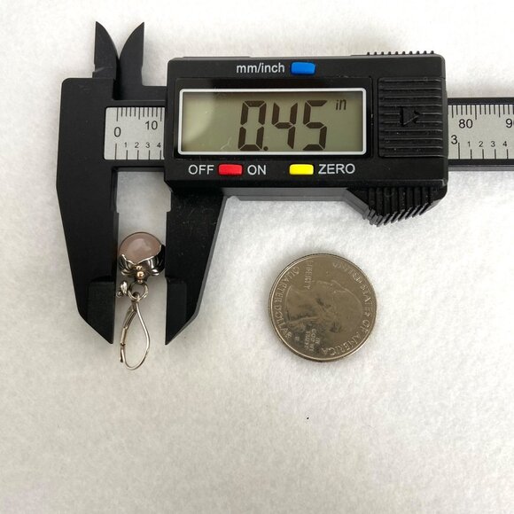 Sterling Silver 925 14K Yellow Gold Dainty Floral Rose Quartz Dangle Earrings - Picture 14 of 15